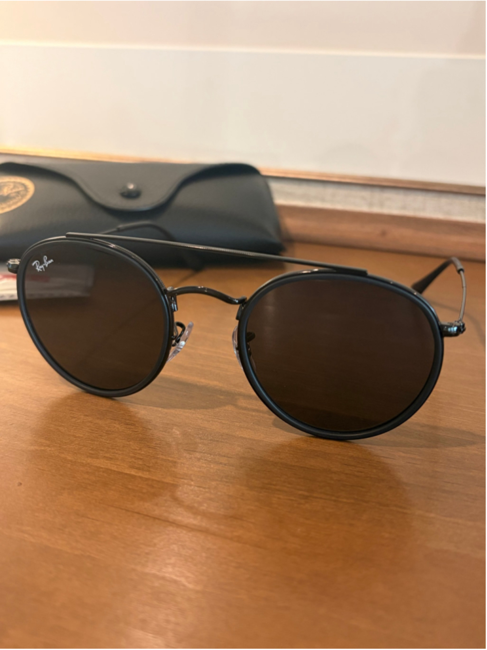 NEW Ray-Ban RB3647N Double Bridge Round Sunglasses - Black with Case - Picture 3 of 5